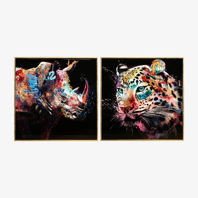 The Range Gloss Graffiti Effect Wildlife Canvas - Black
