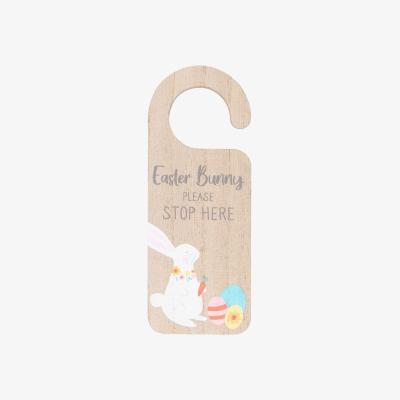 The Range Easter Bunny Stop Here Door Hanger - Natural