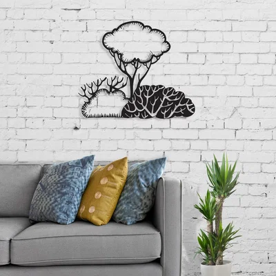 The Range Bushes  Wall Art Metal Decorative Object - Black - Black
