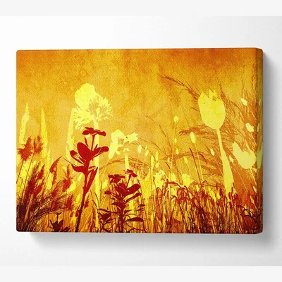 The Range Golden Slash Flowers Canvas Print Wall Art - Yellow / 66.04cm