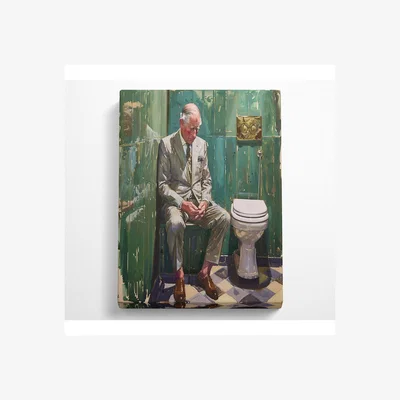 The Range Charlie In The Bathroom Canvas Print - Black / 66.04cm