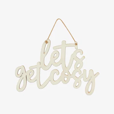 The Range Lets Get Cosy Hanging Wooden Sign