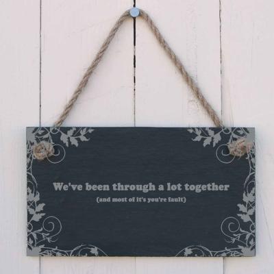 The Range Slate Hanging Sign Please Take a Seat