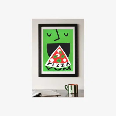 Rockett St George Yum Pizza By Fox & Velvet A2 Art Print With Black Wooden Frame