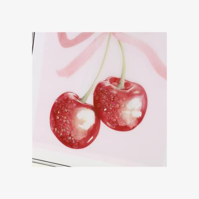 The Range Jewelled Bow Cherries Framed Print - Pink and Red