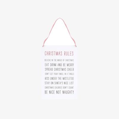 The Range 30Cm Christmas Rules Metal Hanging Sign - White