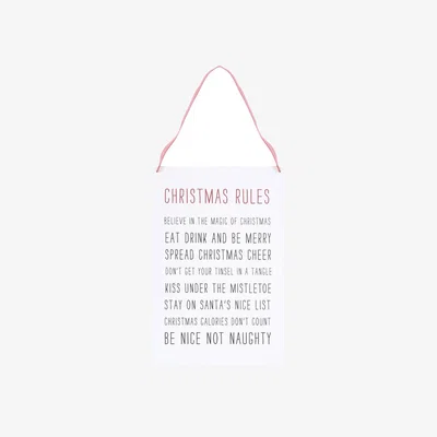 The Range 30Cm Christmas Rules Metal Hanging Sign - White