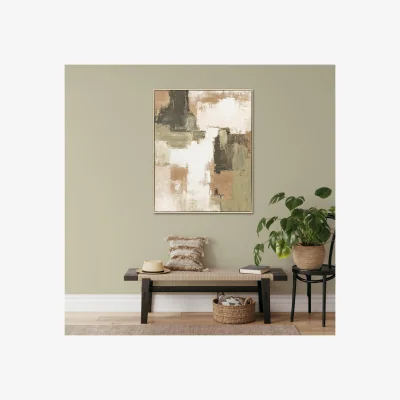 The Range Abstract Hand Painted Linen Canvas - Green