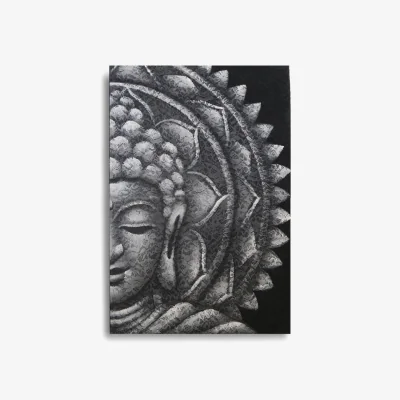 The Range Grey Half Buddha Mandala Wall Art - Handcrafted Bali Decor - Grey
