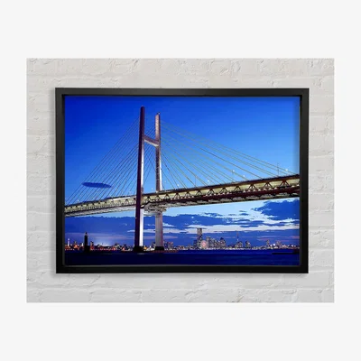 The Range Suspension Bridge Nights Framed Print Architecture Prints - Black