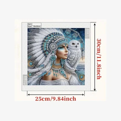 The Range Feather Headress Lady and Owl Diamond Painting Kit - Multi