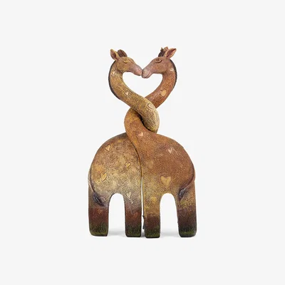 The Range Giraffe Couple Ornament - Brown Tones