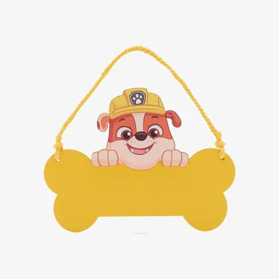 The Range Paw Patrol Rubble Wooden Hanging Plaque - Yellow