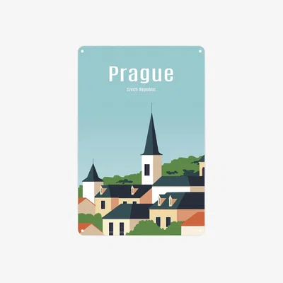 The Range Destination Art Portrait Metal Wall Plaque - Home Décor Gift - Cannes - Prague