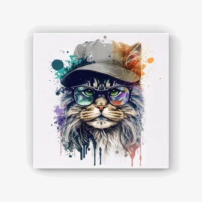 The Range Maine Coon Cat Splashart HD Metal Print - Neutral / 30cm