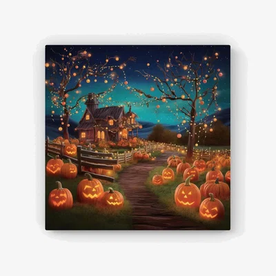 The Range Enchanted Hallowen Pumpkin Patch HD Metal Print - Orange / 30cm