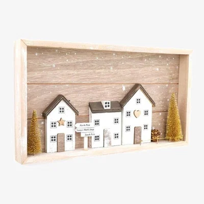 The Range 33.5Cm Gold Christmas Village Wall Plaque - Brown