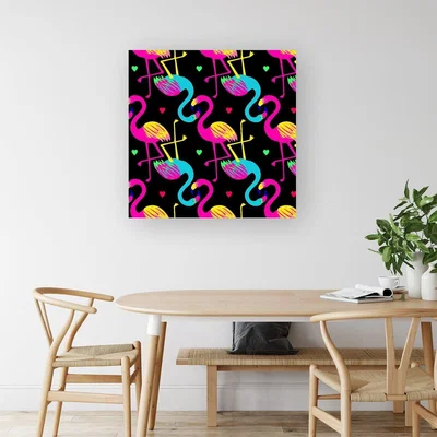 The Range Vivid Flamingo Pattern Canvas Print - Pink / Small