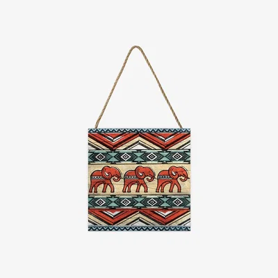 The Range Barry Goodman (Tribal Elephants) Wooden Block - White