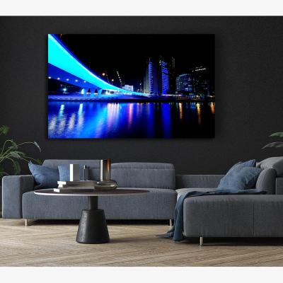 The Range Electric Blue Bridge Canvas Print Wall Art - Yellow / 50.8cm