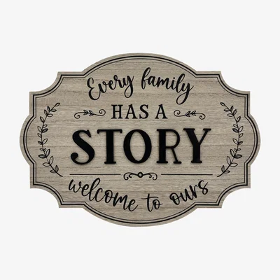 The Range Family Story Welcome Wood Effect Plaque - Natural