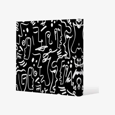 The Range Geometric Shapes Repeating Canvas Print - Black / 61cm