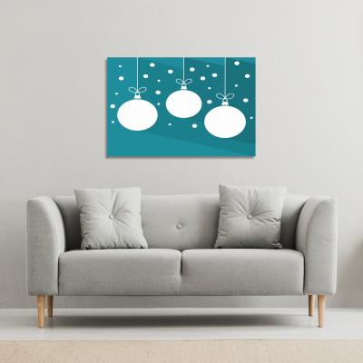 The Range Green Christmas Baubles Gallery Canvas - Blue / 61cm / 91cm