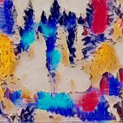 The Range Colourful Abstract Woodland Art Print - Multi / Large