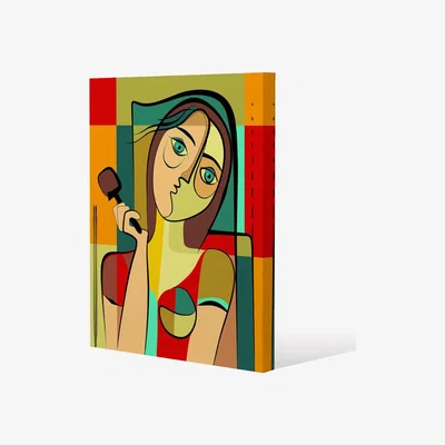 The Range woman with chocolate in hand Canvas Print - Green / 77cm / 51cm