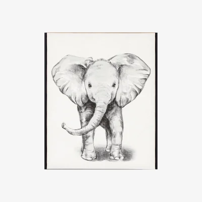 The Range Cute Elephant Framed Canvas - Black