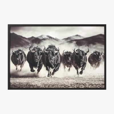 The Range Charging Bisons Framed Gloss Art - Black