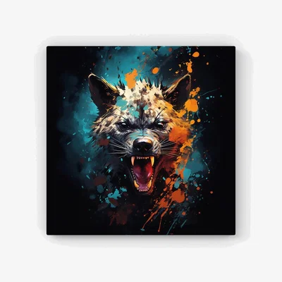 The Range Splashart Angry Hyena Face HD Metal Print - Blue / 40cm