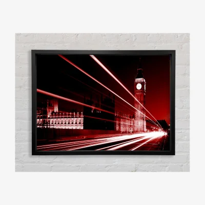The Range London Big Ben City Lights Red Framed Print Architecture Prints - Black