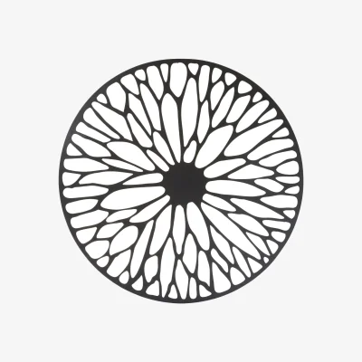 The Range Trento Large Black Metal Floral Design Wall Art - Black