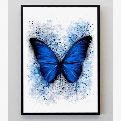 The Range Butterfly Splatter Print - Blue / A4