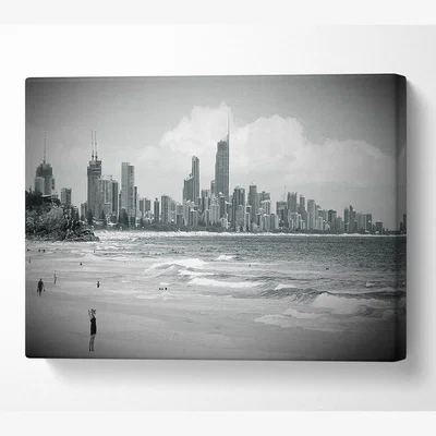 The Range City Beach Canvas Print Wall Art - Yellow / 101.6cm