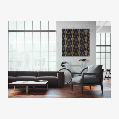 The Range Geometric - Wrapped Canvas Graphic Art Print - Yellow / 101cm / 127cm
