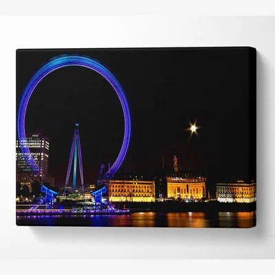 The Range London Eye Blues In London Canvas Print Wall Art - Yellow / 101.6cm