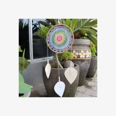 The Range Large Handmade Bali Dream Catcher with Spirit Blessings - Vegan  All-Natural - Multi