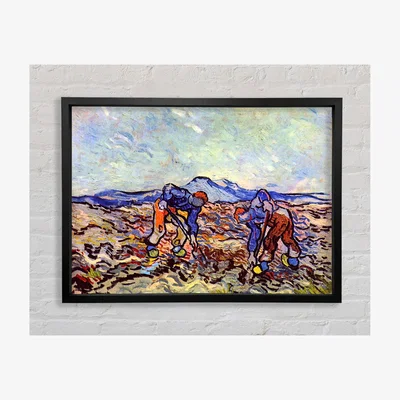 The Range Van Gogh Farmers At Work Framed Print Art Classic Prints - Black
