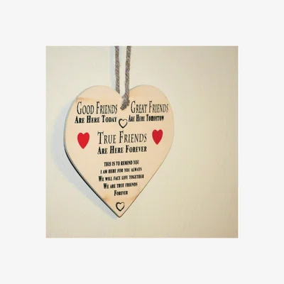 The Range 'Good Friends' Wooden Heart Shaped Plaque - White