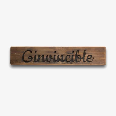 The Range Ginvincible Rustic Message Plaque Inspirational Sign - Brown