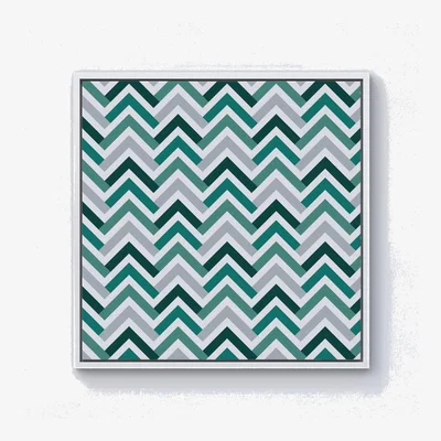 The Range Geometric Retro Vintage Colored Chevron Pattern Canvas Print - Green / 40.6cm / White Frame