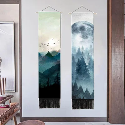 The Range 2 Landscape Mountain Tapestries - Blue