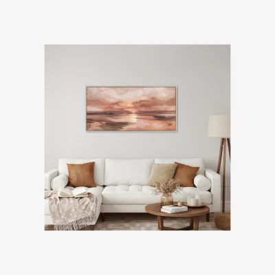 The Range Abstract Hand Paint Framed Canvas - Mauve