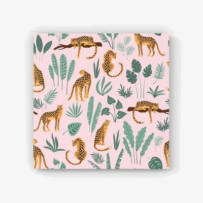 The Range Hand Drawn Leopards HD Metal Print - Pink / 40cm