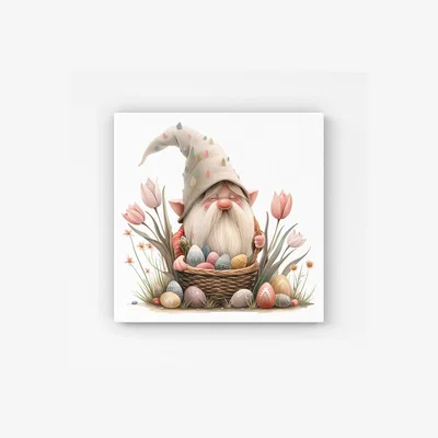 The Range Easter Gnome Basket HD Metal Print - Neutral / 56cm