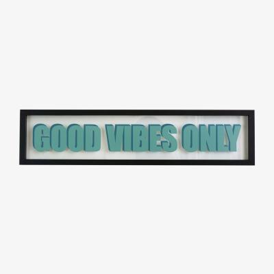The Range Good Vibes Only Bright Glass Plaque - Blue
