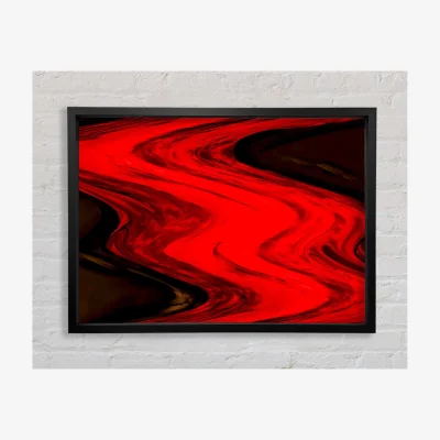 The Range Red Lava River Framed Print Abstract Prints - Black