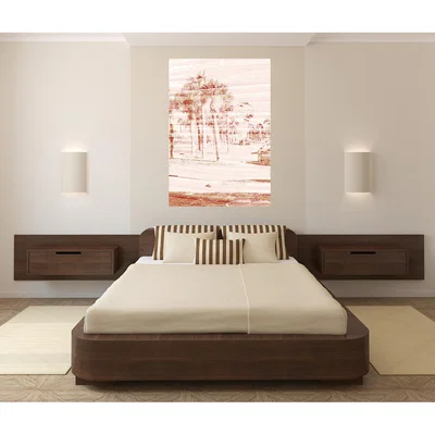 The Range 'Gold Bronze Palm' Graphic Art Wrapped on Canvas - Pink / 112cm